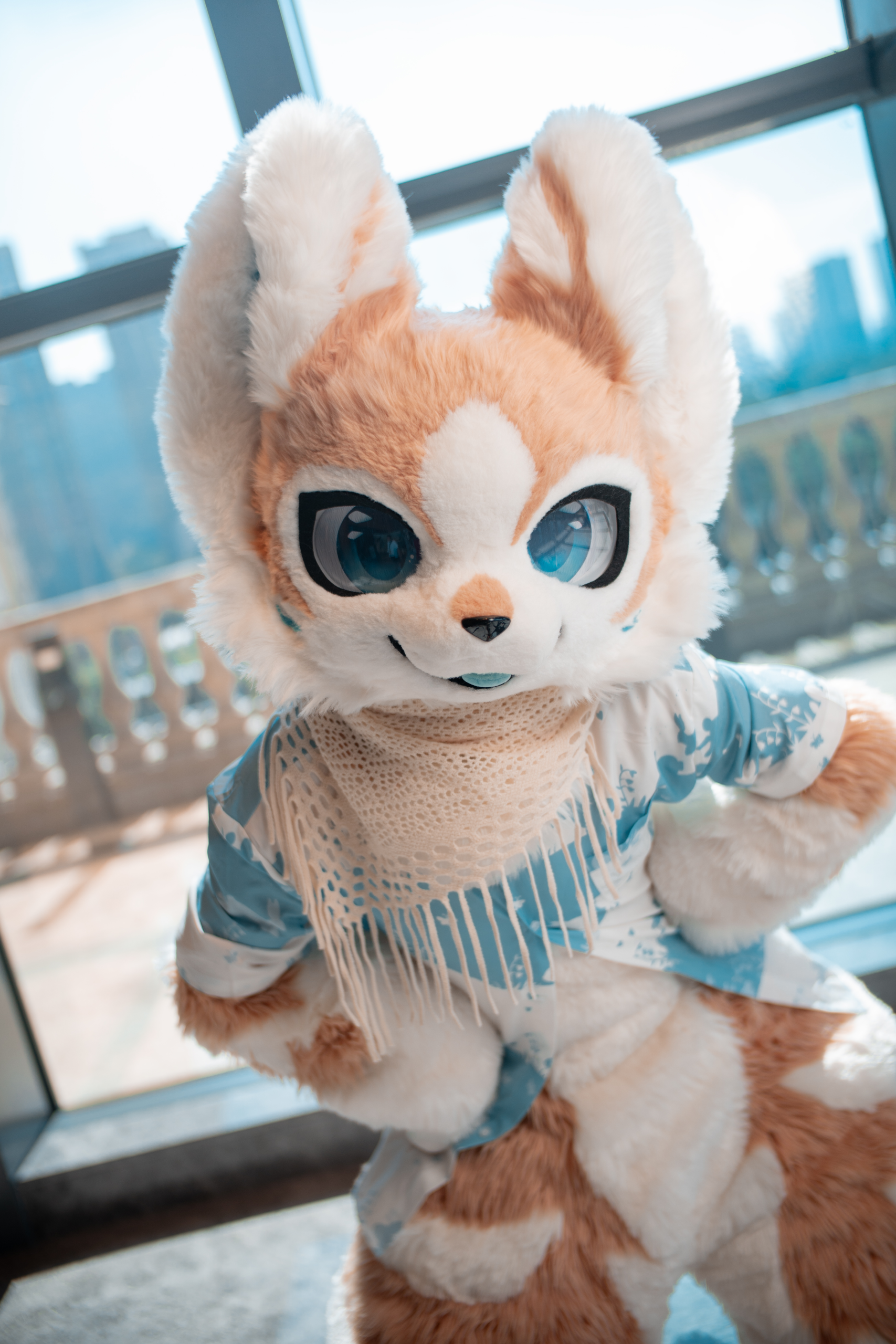 Orange and white custom fursuit portrait